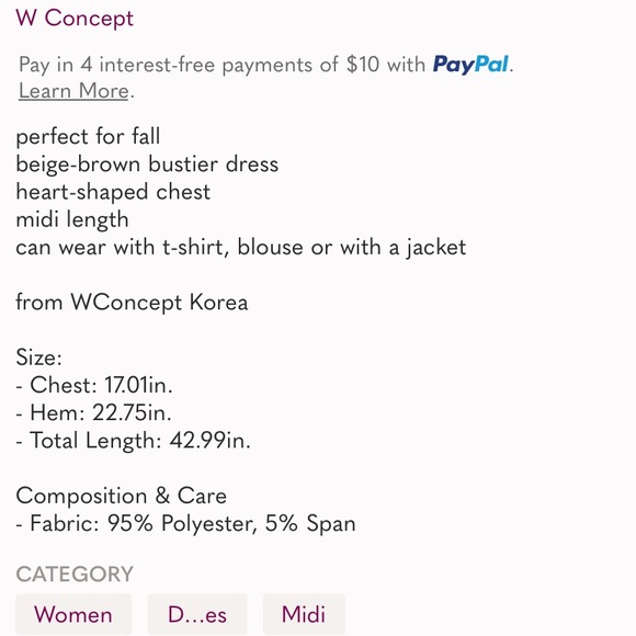 WConcept Beige-Brown Bustier Dress - NWT - Picture 10 of 10